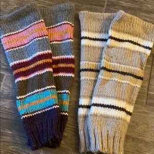 Two pairs of leg warmers